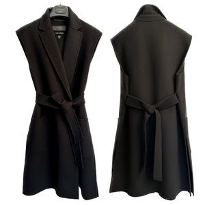 Max Mara Weekend Osmio Doppio Cucito A Mano Black Wool Belted Vest